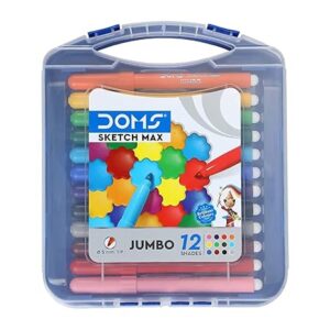 Doms Sketch Max Jumbo Pen (5Mm Tip, 12 Shades) With Carry Case, Multicolor