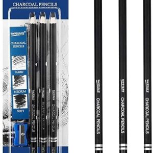worison Artist Black Charcoal Pencils Set - 3 Pieces .