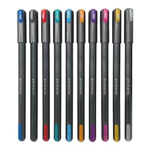 Pentonic Glitz 1.0 mm Multicolor Glitter Gel Pen | Multicolor Ink, Set Of 10 Pcs