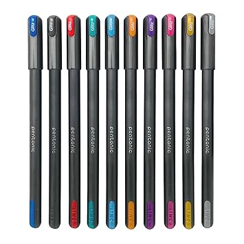 Pentonic Glitz 1.0 mm Multicolor Glitter Gel Pen | Multicolor Ink, Set Of 10 Pcs