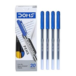 Doms DF 0.6 GL Ball Point Pens Box Pack |Blue Ink, Pack of 20 Pens