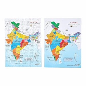 DOLLY PLASTIC India Map Puzzle, 48 cm x 37 cm, 100 Pieces, Educational Toy .