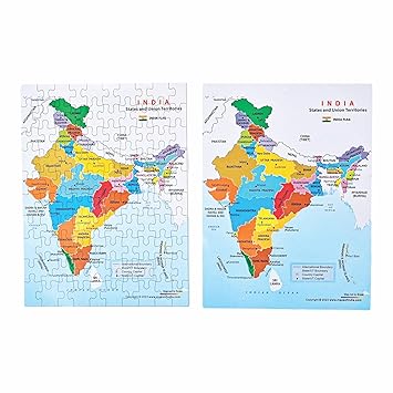 DOLLY PLASTIC India Map Puzzle, 48 cm x 37 cm, 100 Pieces, Educational Toy .