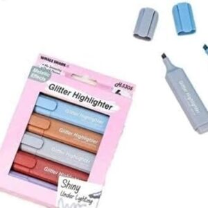 MEHRANSH® Glitter Highlighter Pens in Fluorescent Colors Marker Pens for Art Work(Pack Of 6)