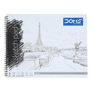 DOMS Wiro Binding Notebook | Sketch Pad | Plain | 110GSM | 50 Pages | 27.5 x 34.7 cm | Pack of 1 |