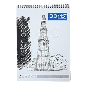 Doms Wiro Binding Notebook | Sketch Pad | Plain | 110GSM | 75 Pages | 21.0 x 29.7 cm | Pack of 1