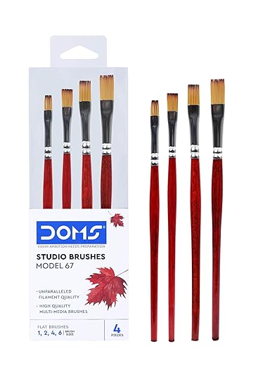 DOMS Studio Flat Brushes Set of 4 (No. 1,2,4,6)